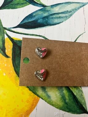 Juicy Couture Pink and Silver Heart Stud Earrings